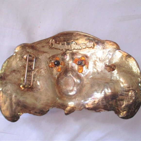 SIGNED Vintage 1984 CHRISTOPHER ROSS LION BELT BUCKLE w EYES! - Picture 3 of 6